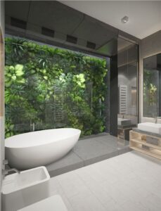 Modern remodeled bathroom with new tiling