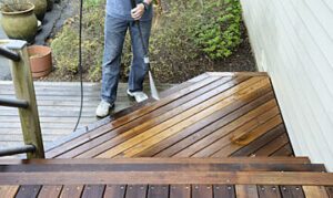 Deck before and after deep cleaning