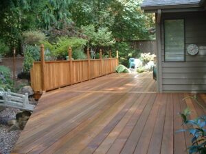 Professional deck cleaning in progress