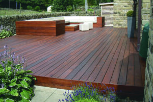 Oiled wooden deck with rich finish