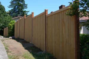 Fence installation work in progress