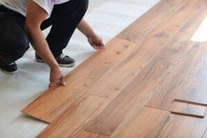 Newly installed hardwood flooring