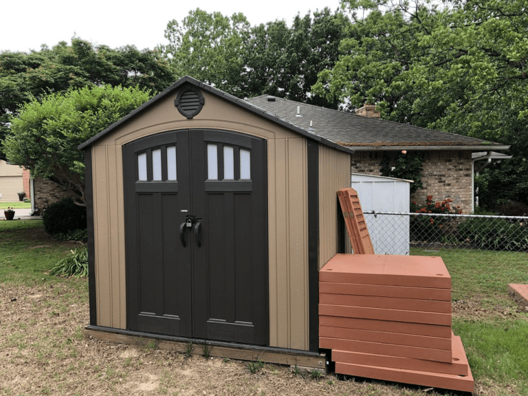 Newly installed wooden garden shed